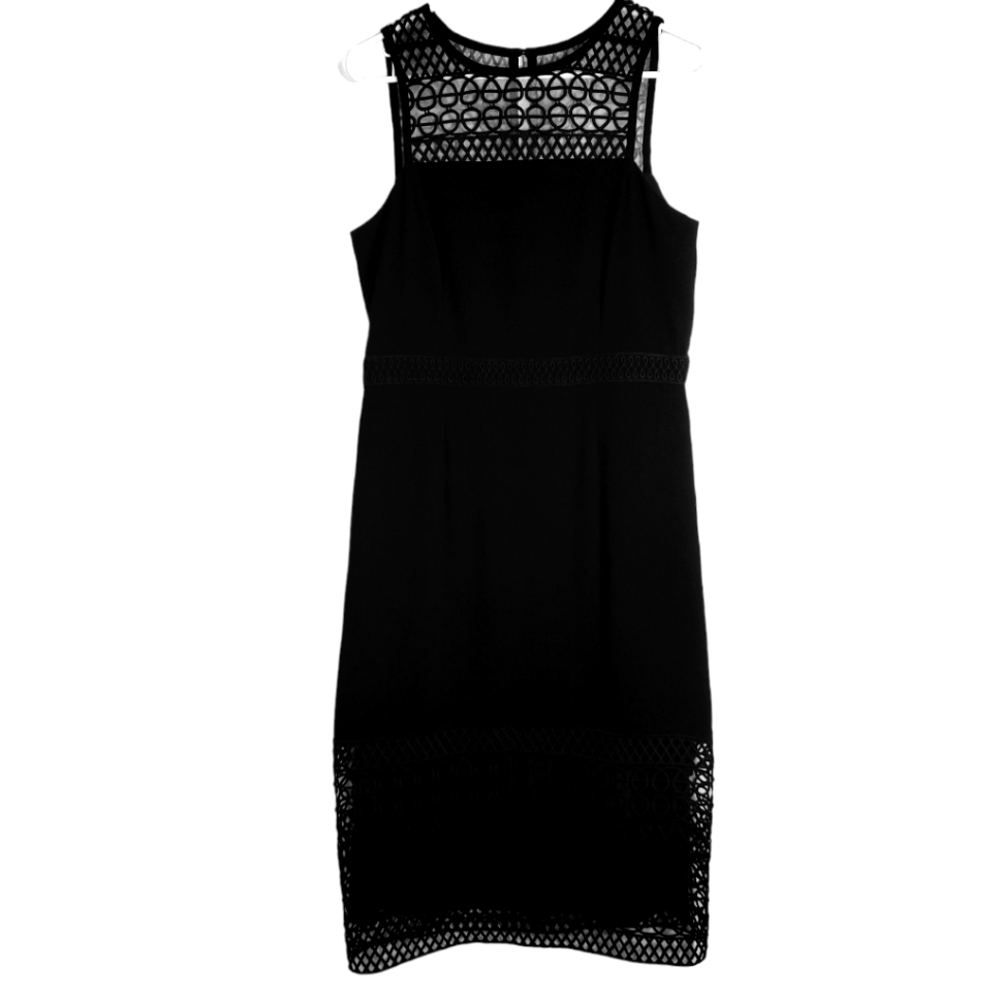 Shoshanna Black Lined Lace and Polyester Sheath Dress